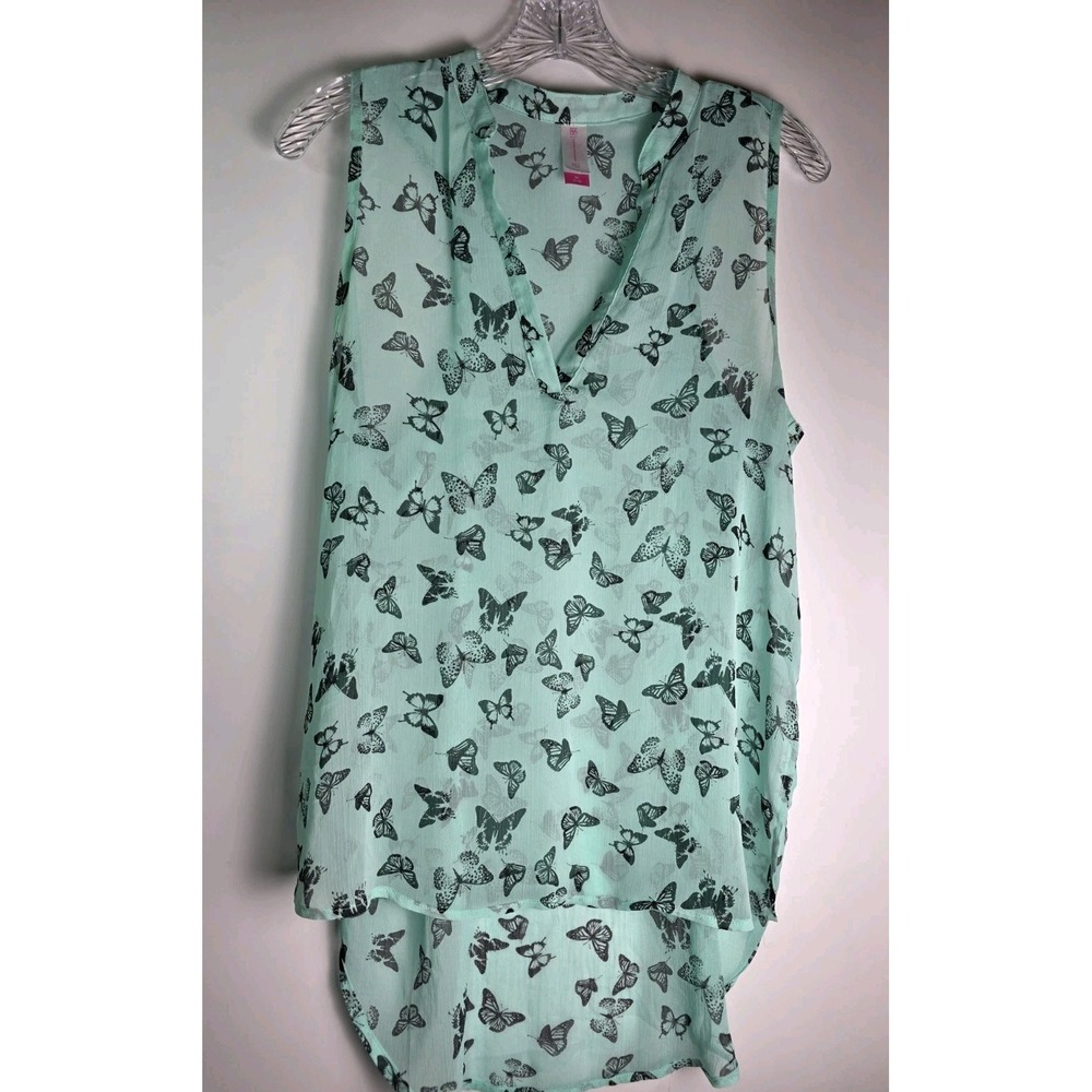 NO BOUNDARIES Blue Butterfly Design  JUNIORS TANK Size M 7-9